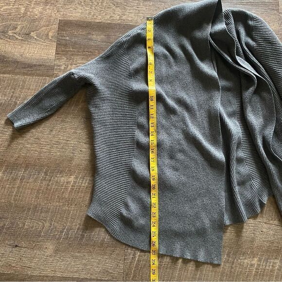 ZARA Ribbed Cardigan Sweater Gray Drop Shoulder Medium Slouchy - Picture 6 of 7